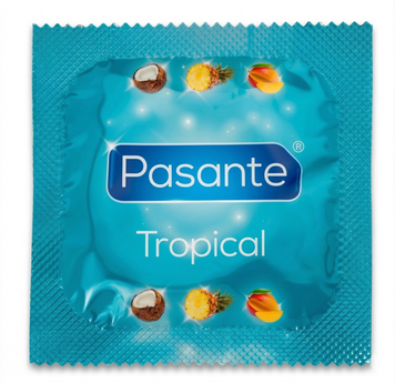 Презервативи Pasante Tropical 1 шт смакові зі смаком ананасу, манго та кокосу 784376 фото