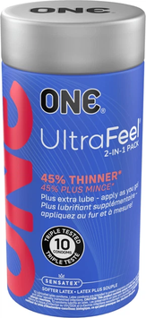 Презервативи 2 в 1 ONE Ultrafeel 10 шт упаковка тонкий контрацептив + лубрикант 43876 фото