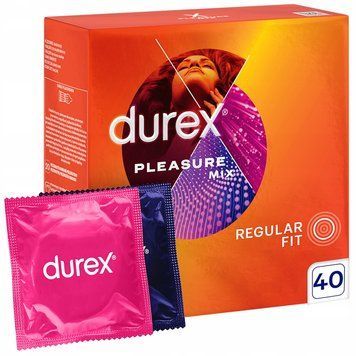 Презервативи Durex Pleasure mix 40 шт велика упаковка дюрес 2 види стимулюючі і рельєфні оригінал 64777 фото