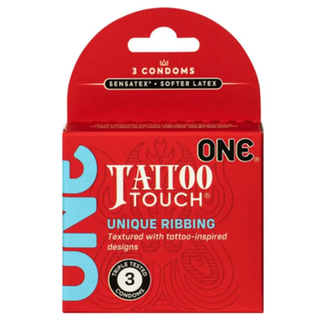 Презервативи ONE Tattoo Touch 3 шт упаковка ребристих з тату 8767 фото