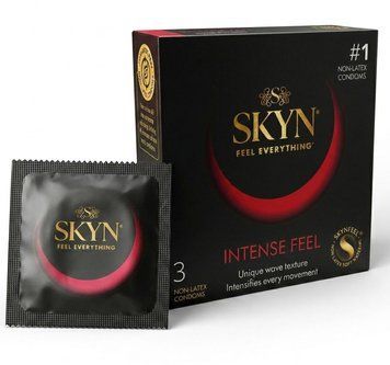 Презервативи Skyn Intense Feel 3 шт ребристі безлатексні Скін н76 фото
