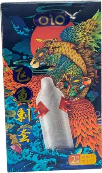 Презервативы с усиками Olo Flying Koi 1 шт + Шарик - нежная стимуляция 8752 фото